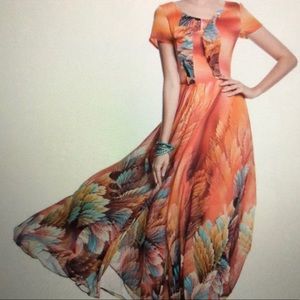 HYZ Floral pint maxi dress